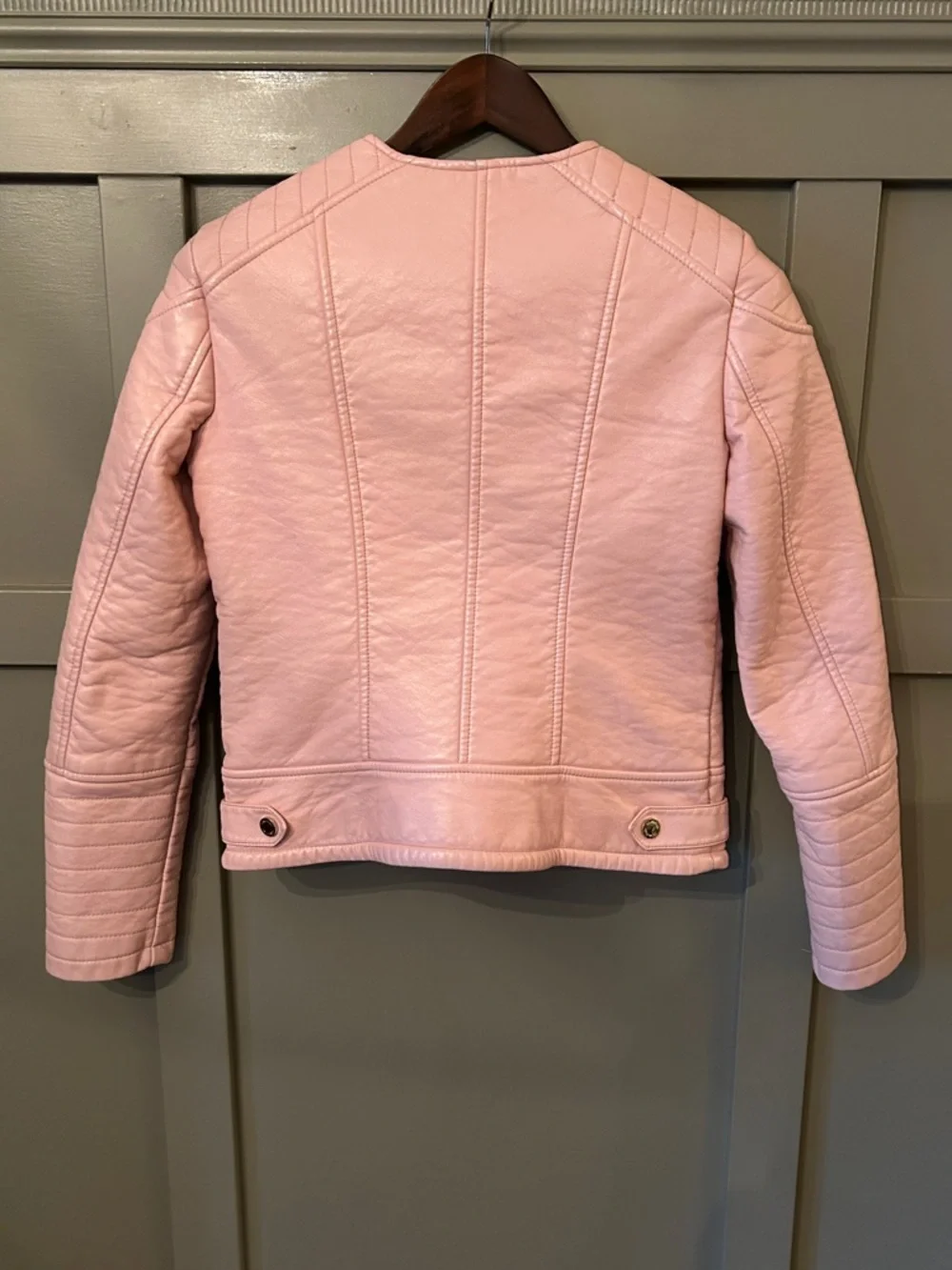Calvin Klein Faux Leather Quilted Moto Jacket Pink Size XS